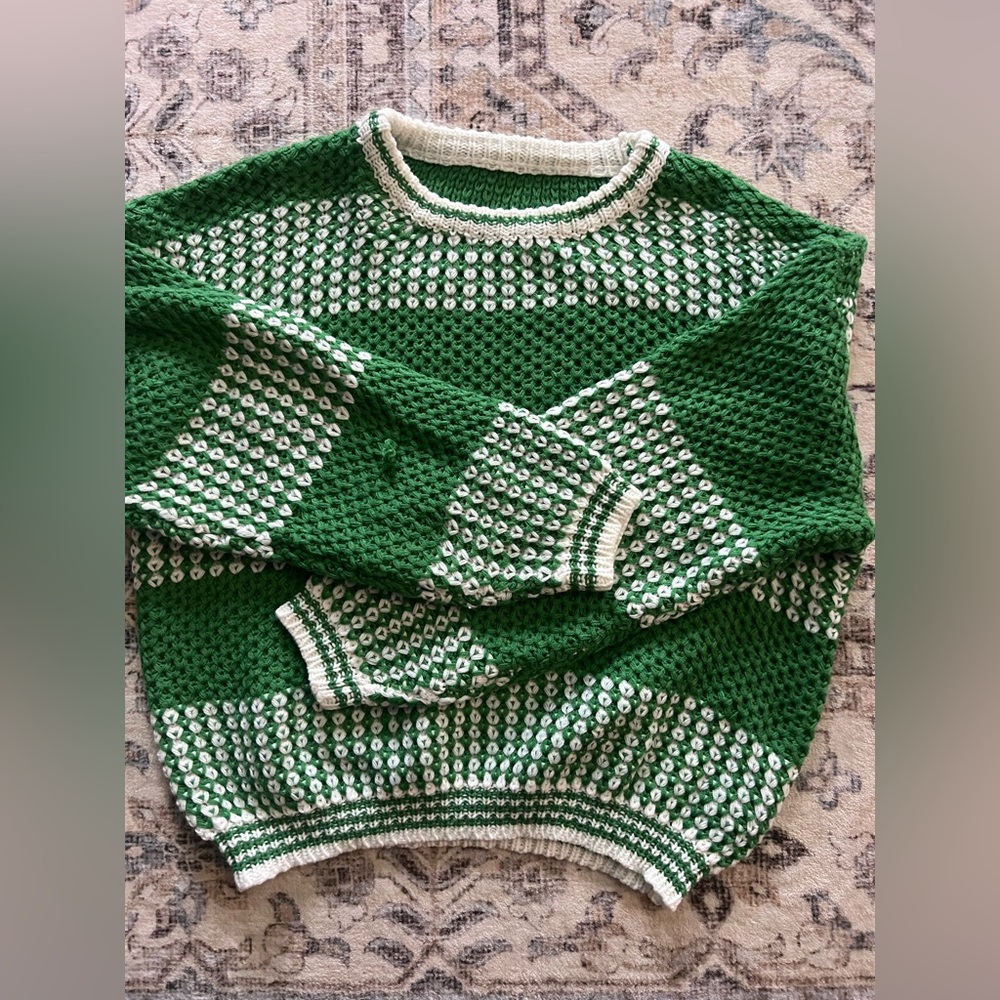 SHEIN Emerald and Ivory Knit Sweater